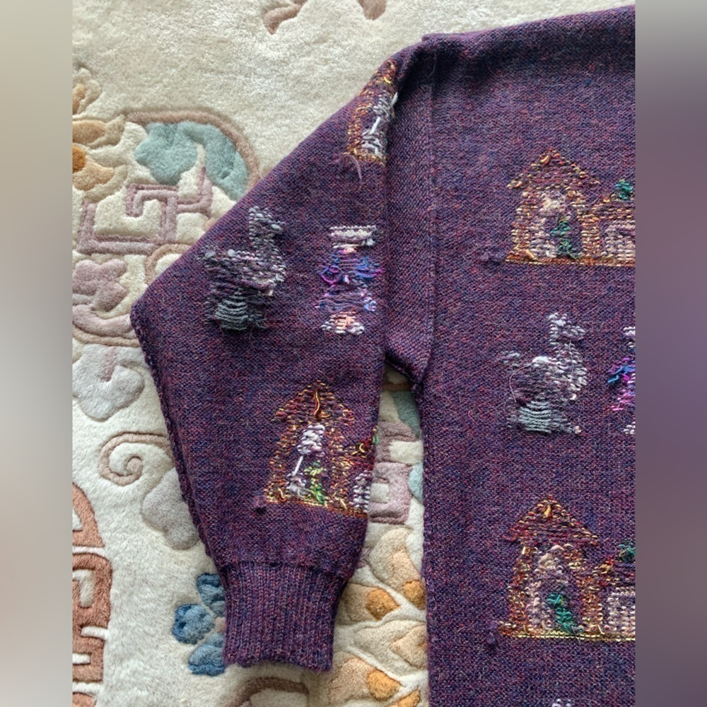 BABY ALPACA Women’s Medium Purple Knit Button Down Cardigan - Picture 7 of 15